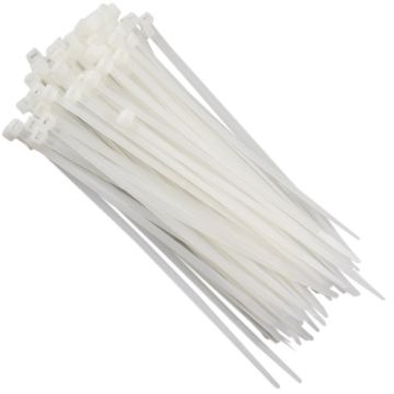 Abraçadeira de nylon branca 200 x 3,6mm com 100 pçs - 200x3,6mm