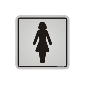 Placa banheiro feminino em alumínio 12 x 12cm