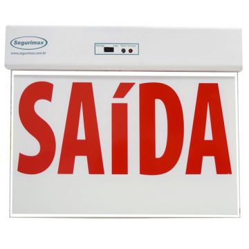 Placa de sinalização saída de emergência LED SLIM autônoma 26,1 x 22,1cm - duas faces