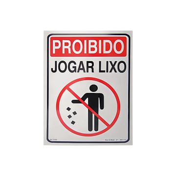 Placa Proibido Jogar Lixo 235x325cm PVC
