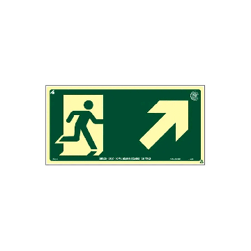 Placa fotoluminescente rota de fuga seta para cima à direita de PVC