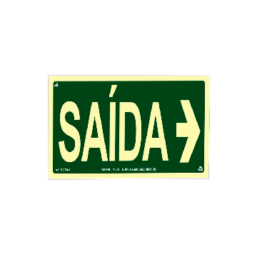 Placa fotoluminescente saída seta para lateral duas faces de PVC