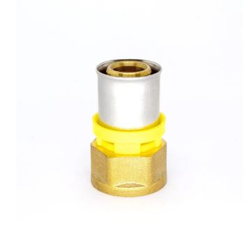 Luva de compressão com rosca fêmea PEX multicamadas para gás - 20mm x 1/2 pol.