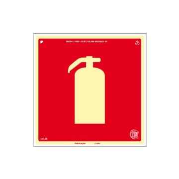 Placa fotoluminescente extintor de PVC