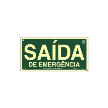 Placa fotoluminescente saída de emergência de PVC - 48x24cm