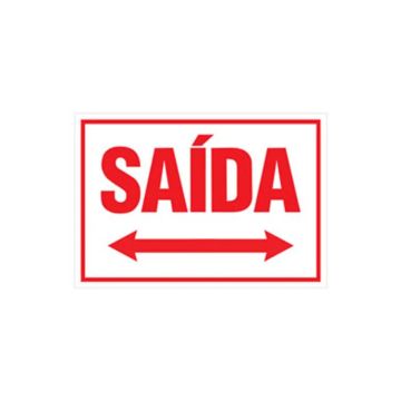 Placa saída seta para esquerda e direita de PVC 29 x 20cm