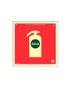 Placa fotoluminescente extintor água de PVC