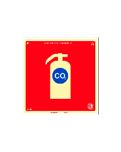 Placa fotoluminescente extintor CO² de PVC