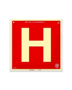 Placa hidrante "H" fotoluminescente PVC 30x30cm