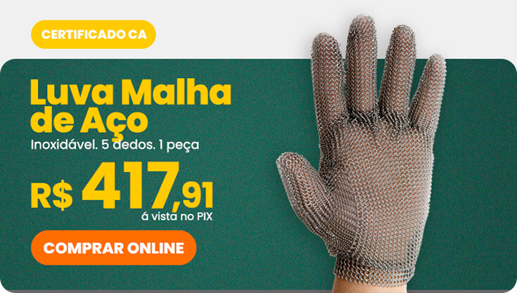 luva malha de aco 5 dedos com ca