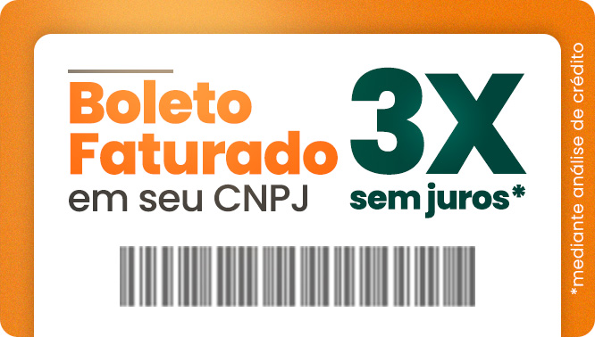 Boleto faturado em até 3x sem juros para CNPJ