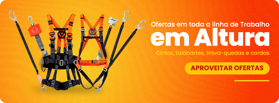 Linha de trabalho em altura - cintos, trava-quedas, talabartes e cordas