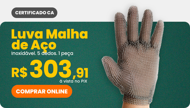 luva malha de aco 5 dedos com ca